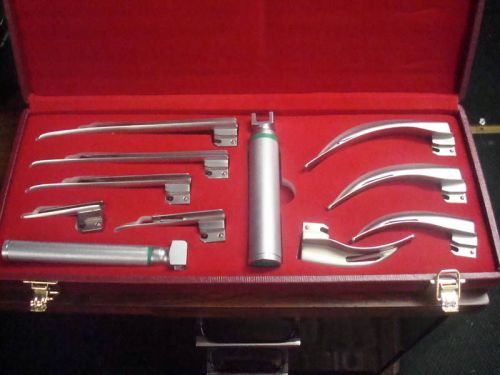 Fiber Optic Macintosh &amp; Miller combo Laryngoscope Set