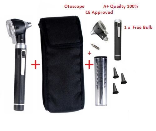 Black Mini Otoscope Fiber Optic Medical Diagnostic Examination CE Approved