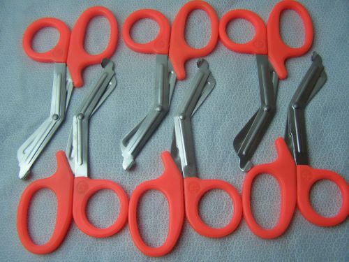 6- utility scissors 7.5&#034; neon orange emt medical paramedic nurse scissors for sale