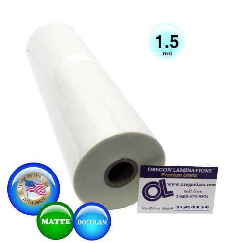 Matte Satin Doculam Laminating Film 12&#034; x 500&#039; 1.5 Mil 1&#034; core Qty 1 Roll