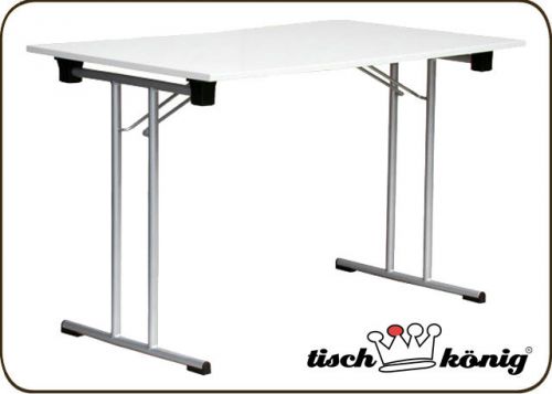 Klapptisch mit t-gestell alu, platte 19 mm, grosse 50 x 125 cm, grau oder weiss for sale