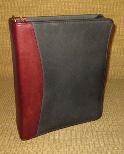 Classic 1.5&#034; rings | black/brown leather franklin covey/quest zip planner/binder for sale