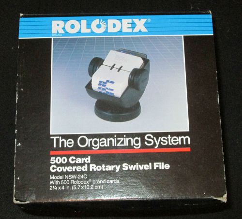 ROLODEX ORGANIZING SYSTEM 500 CARD ROTARY COVERED SWIVEL FILE IN BOX NSW -24C