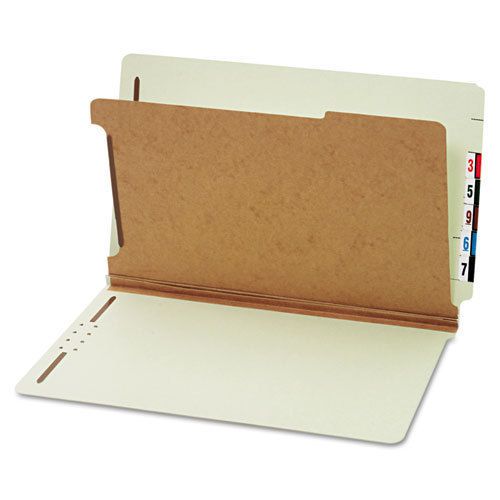 Pressboard end tab classification folders, four sections, legal, green, 10/box for sale