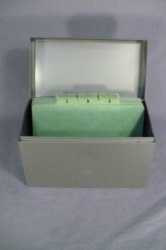 vintage office metal file box large Weis original Shaw-Walker divider cards GUC