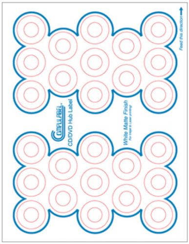 520-Pak Matte Finish =CD/DVD HUB= Labels (20 sheets, 26 per sheet)