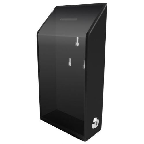 Acrylic charity donation box with lock &amp; 2 keys. ac-01- black for sale