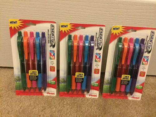 Lot 15 Pentel Energel Pens X Gel Assorted Colors Black Med 0.7mm Medium Point