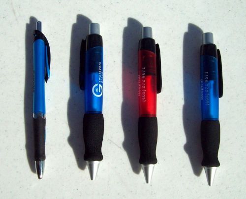 Pen Lot 3 Large Wide Body Ball Point Pens Rubber Sponge Like Grips Pocket Clips