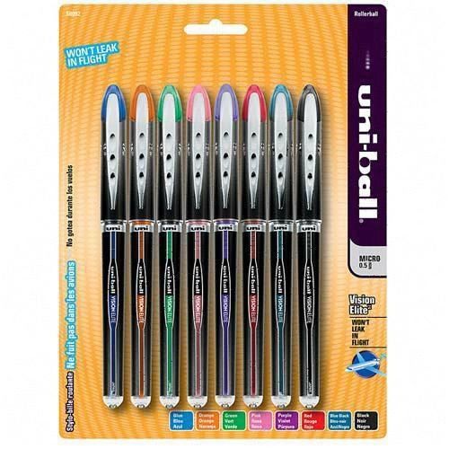 32 UNI-BALL VISION ELITE XFINE ASSORTED COLORS GEL PENS