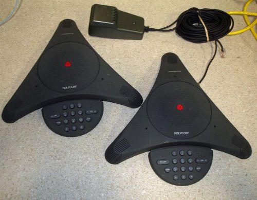 Lot of 2 Polycom SoundStation 2201-03308-001 Conference Phone w/  Adapter