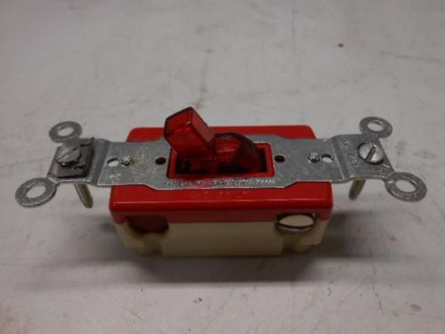 NOS HUBBELL 1221PL 20AMP PILOT LIGHT SWITCH RED  -18L4#2