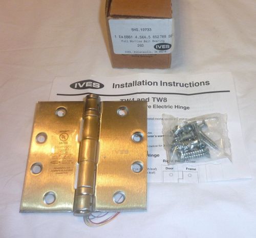 Ives 5BB1 TW8 4.5&#034; x 4.5&#034; 652 SEC Electric Thru-Wire Mortise Hinge SATIN CHROME