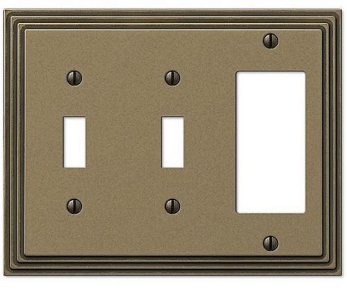 NEW Amertac 2 Toggle/1 Rocker-GFCI Steps Wallplate  Rustic Brass 84TTRRB