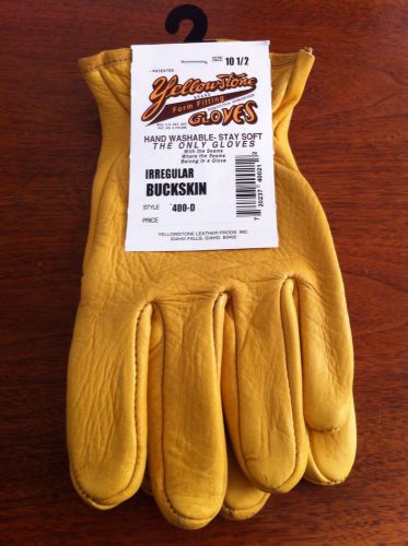 YELLOWSTONE GLOVES, PREMIUM BUCKSKINWORK GLOVES,STYLE 400-D,SIZE 10.5 MADE U.S.A