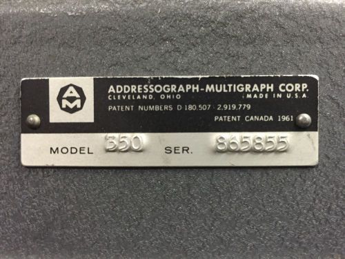 Addressograph 350 Dog Tag Machine