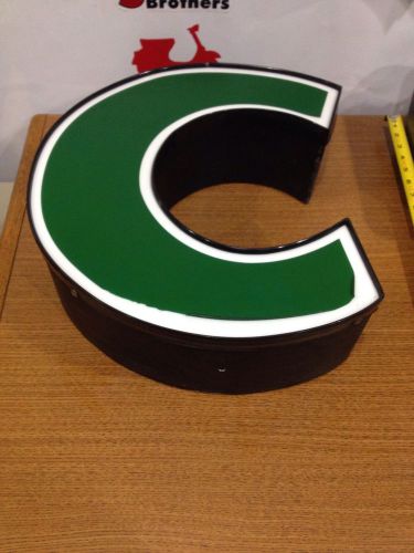 Big letter c &#034;c&#034; from starbucks coffee sign green white trim lighted large c for sale
