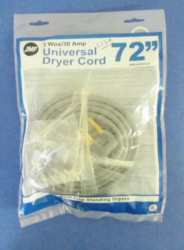 Jmf universal dryer cord 72&#034; long, 3 wire, 30 amp # 6330a for sale