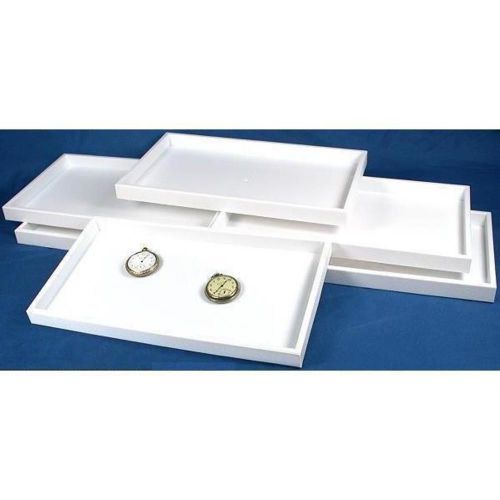 6 White Plastic Display Trays