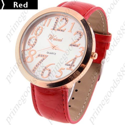 Pu leather strap quartz wrist wristwatch free shipping women&#039;s red for sale