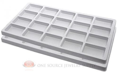 2 White Insert Tray Liners W/ 20 Compartments Drawer Organizer Jewelry Displays