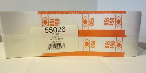 1000 SELF SEALING ORANGE $50 CURRENCY STRAPS  BANDS