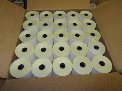 3&#034; x 95&#039; 2-ply bond white/canary receipt rolls - 50/CS