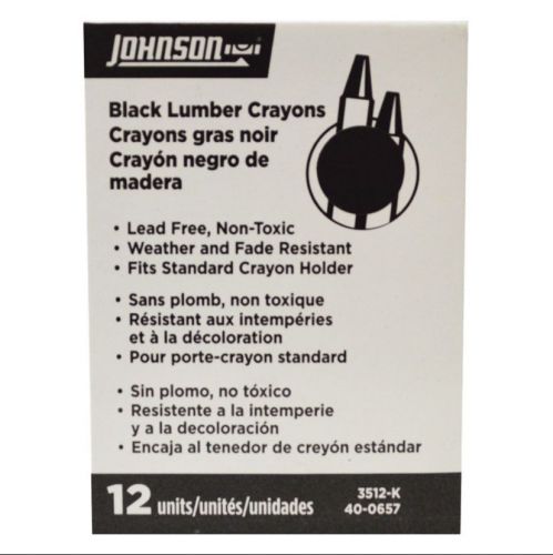 Johnson lumber crayons pack of 12 - black model 3512 for sale