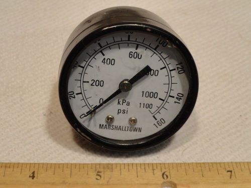 MARSHALLTOWN PRESSURE GAUGE 0-160 PSI 0-1100 KPA 3/8&#034; CENTER BACK MOUNT 2&#034; DIAL