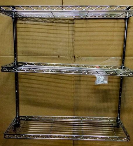 New medium Duty Chrome Plated Wire Wall Mount 3 Tiers shelvs 8&#034;x24&#034;x24&#034;