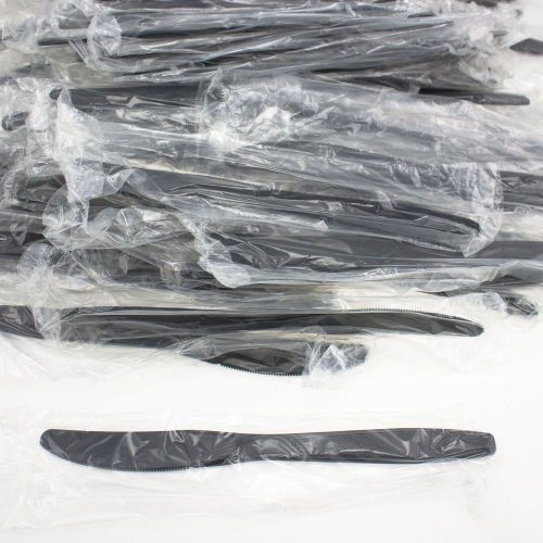 1,000 MAX Heavy Black Wrapped Plastic Knife Butter Knives Disposable Bulk Lot