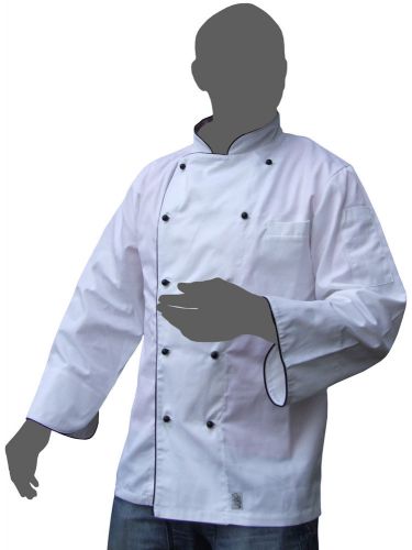 WHITE EXECUTIVE STYLE UNISEX CHEFS JACKET XS-XXL BLACK TRIM POCKET CATERING CHEF