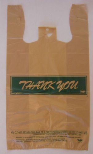 T-shirt bag high density 11.5x6.5&#034;x22&#034; 18 micron printed Thank You - Buff color