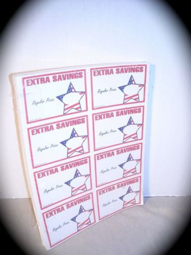 Labels-Store-Merchandise-Shelf “Extra Savings” Star 100 Sheets/pk 8Lbls/Sht-New