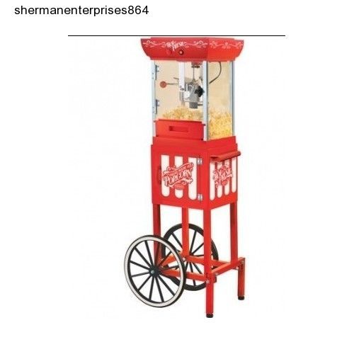 Popcorn,machine,stand,old,vintage,style,maker,red,kettle,popper,cart,vending,new for sale