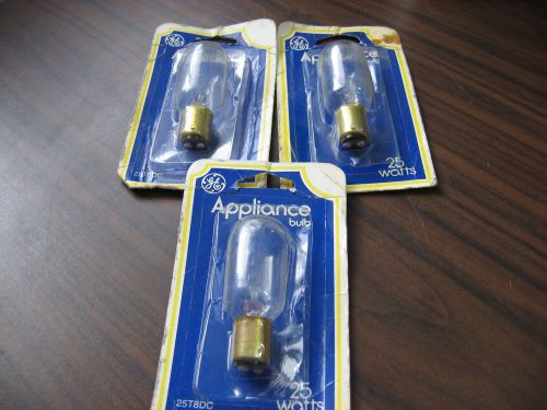 Lot of 3 New GE 25T8DC Clear Appliance Bulbs 25 Watt