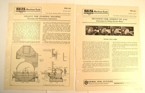 Delta milwaukee disc sander machine &amp; fitting abrasive manual  1947 ed  rr72 for sale