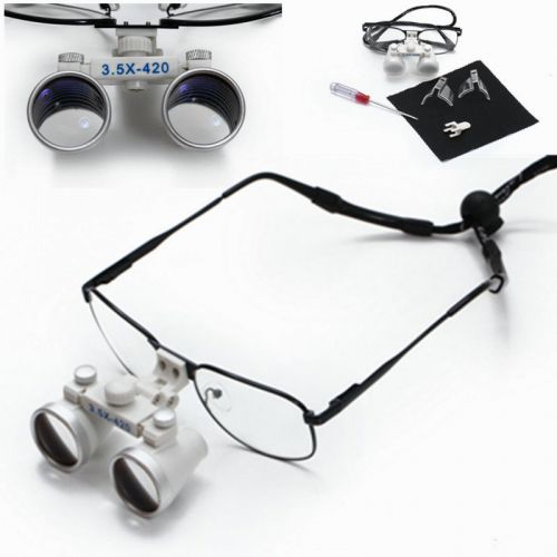 Dental Surgical Medical Binocular Loupes 3.5X 420mm Optical Glass Metal frame