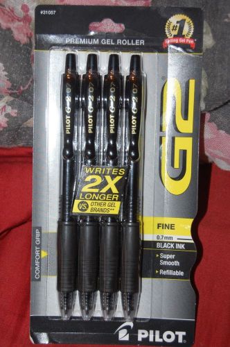 4 PACK PILOT G2 GEL PENS BLACK RETRACTABLE 0.7mm ..