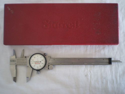 STARRETT 120A 0&#034;-6&#034; DIAL CALIPER WHITE FACE HARDENED STAINLESS STEEL w/ CASE