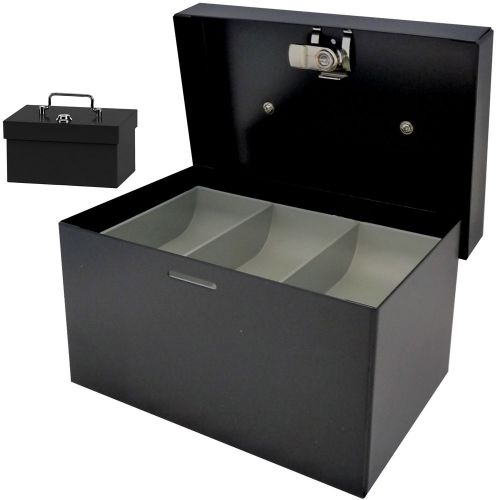 158mm Portable Sturdy Metal Cash/Money Box No.6 Organiser/Coins tray/key lock