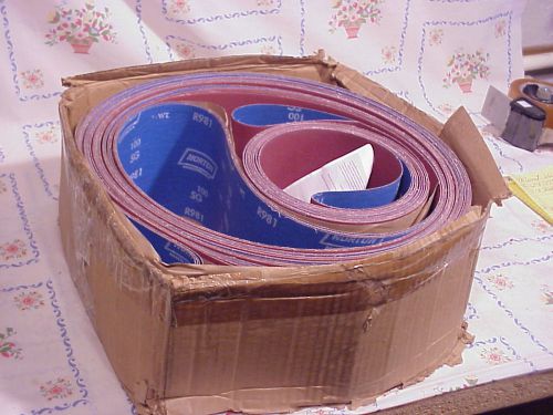 5 Norton 6&#034; x 32&#039; 2&#034; +/- 1 to 2&#034; 100 Grit Abrasive Sanding Belts R981 100SG Y-WT