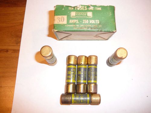 (6) CEFCO UZ30 30Amp 250V Fuses - Vintage