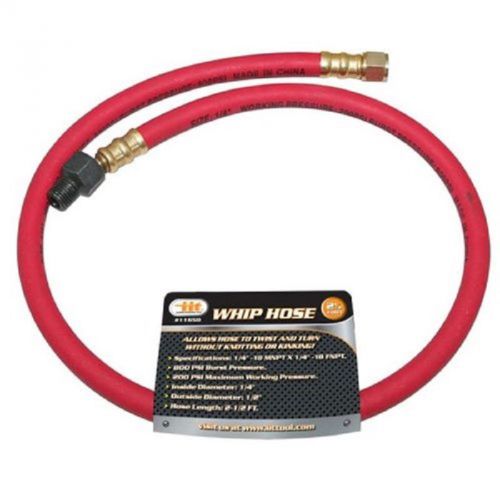 2.5 FT Rubber Air Whip Hose Leader Hose 1/4&#034; NPT Swivel End Air Compressor