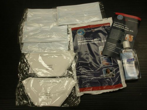 PANDEMIC FLU PREPAREDNESS KIT 4OZ PURELL MASKS  RESPIRATORS-42PCS