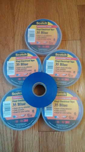 (Lot of 5 Rolls) 3M SCOTCH 35 BLUE VINYL ELECTRICAL TAPE 3/4&#034; X 66&#039;