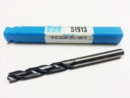 15/64&#034; SGS Carbide 5xD TiALN Coolant Thru Coated Drill 51913 (N 906)