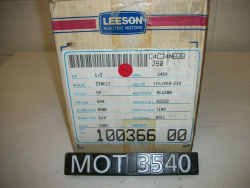 New leeson .5 hp 100366.00 r48 frame single phase motor (mot3540) for sale