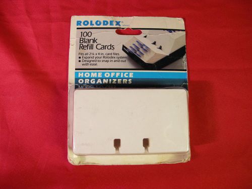 Rolodex 100 Blank REFILL Cards Fits All 2 1/4 x 4&#034; Card Files ** CS83 ** NIP