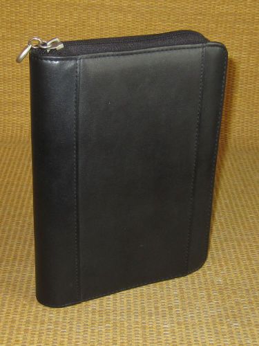 Compact 1&#034; Rings | Black Sim. Leather FRANKLIN COVEY ZIP Planner/Binder